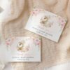 Cute Bunny and Pink Watercolor Flowers Thank You Card, Girl Baby Shower, Printable File, Edit Yourself, SH180