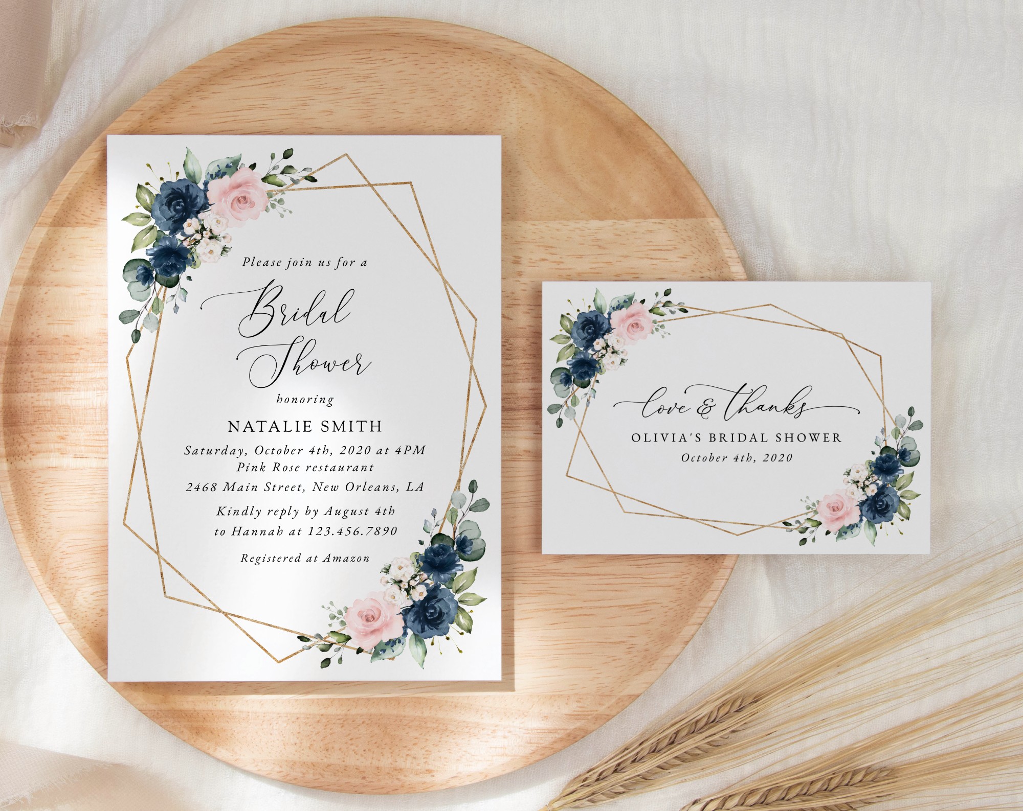 SH181 Navy and Pink Flowers Bridal Shower Shop by Collection