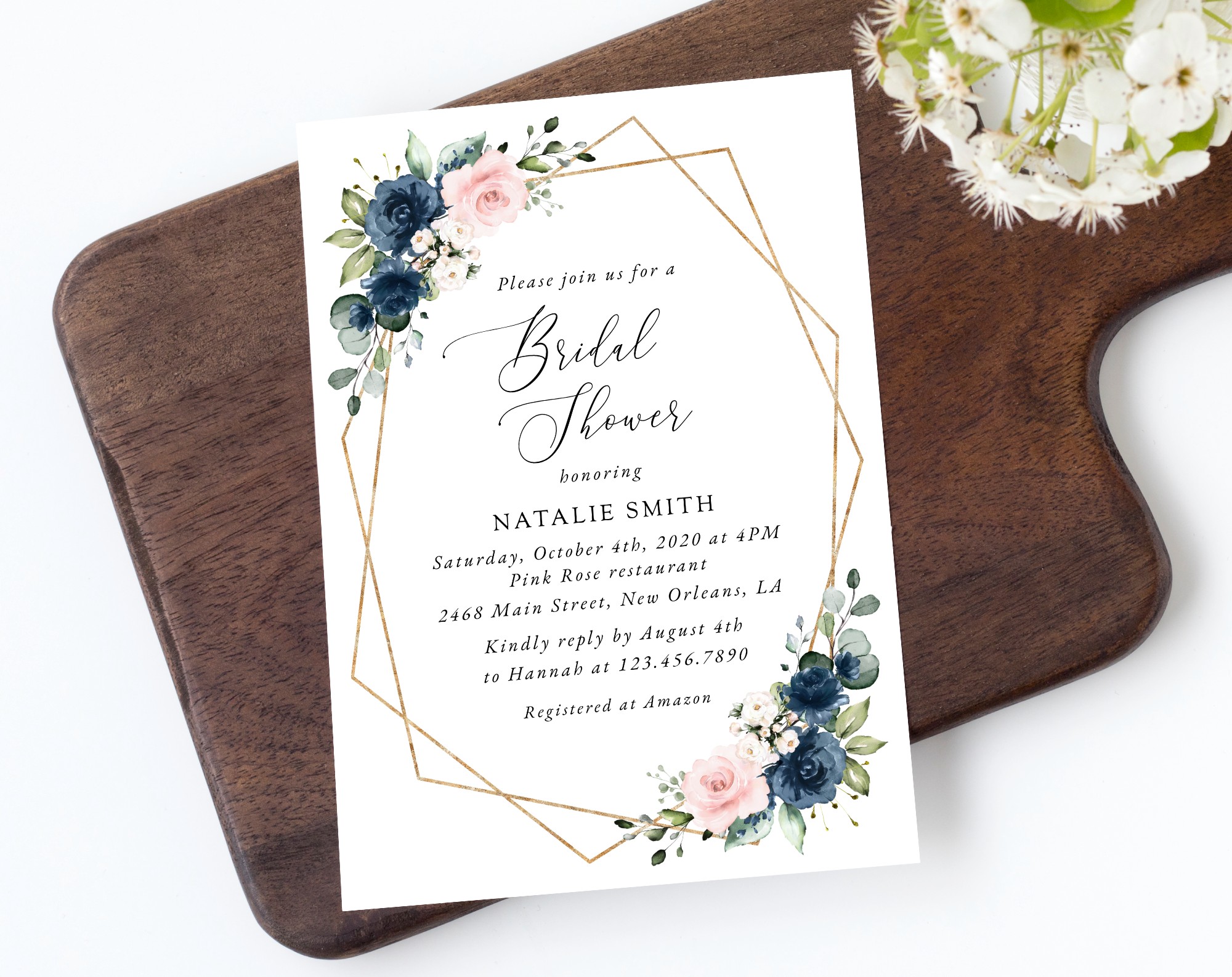 Navy and Pink Flowers Bridal Shower Invitation, Bridal Stationery, Printable File, Edit Yourself, SH181 Navy and Pink Flowers Bridal Shower Invitation, Bridal Stationery, Printable File, Edit Yourself, SH181