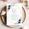 Navy and Pink Flowers Bridal Shower Invitation, Bridal Stationery, Printable File, Edit Yourself, SH181 Navy and Pink Flowers Bridal Shower Invitation, Bridal Stationery, Printable File, Edit Yourself, SH181