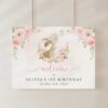 Cute Bunny and Pink Flowers Welcome Sign, First Birthday, Girl Birthday, Printable File, Edit Yourself, SH182 Cute Bunny and Pink Flowers Welcome Sign, First Birthday, Girl Birthday, Printable File, Edit Yourself, SH182