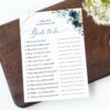 Navy and Blue Flowers Bridal Shower Games, Set of 3 Games, Printable File, Edit Yourself, SH183