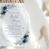 Navy and Blue Flowers Bridal Shower Invitation, Bridal Stationery, Printable File, Edit Yourself, SH183