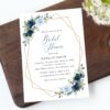 Navy and Blue Flowers Bridal Shower Invitation, Bridal Stationery, Printable File, Edit Yourself, SH183