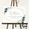 Navy and Blue Flowers Welcome Sign, Bridal Shower Sign, Printable File, Edit Yourself, SH183