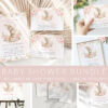 Baby Bunny and Pink Flowers Baby Shower Mini Bundle, Girl Baby Shower, Printable File, Edit Yourself, SH184