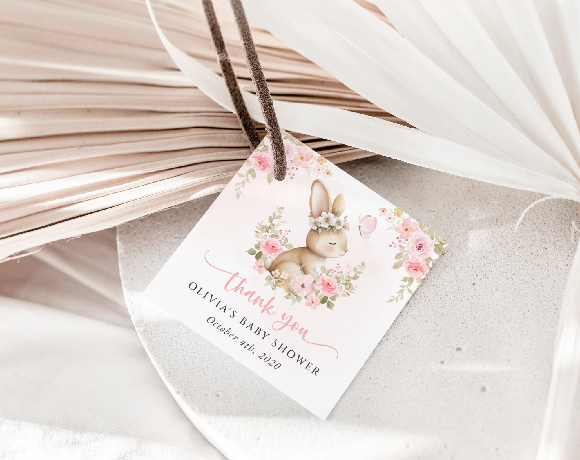 Baby Bunny and Pink Flowers Favor Tags, Gift Tags, Party Tags, Girl Baby Shower, Printable File, Edit Yourself, SH184 Baby Bunny and Pink Flowers Favor Tags, Gift Tags, Party Tags, Girl Baby Shower, Printable File, Edit Yourself, SH184