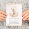 Baby Bunny and Pink Flowers Baby Shower Invitation, Girl Baby Shower, Printable File, Edit Yourself, SH184