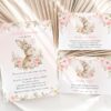 Baby Bunny and Pink Flowers Baby Shower Invitation Suite, Girl Baby Shower, Printable File, Edit Yourself, SH184