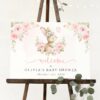 Baby Bunny and Pink Flowers Welcome Sign, Baby Shower Sign, Girl Baby Shower, Printable File, Edit Yourself, SH184 Baby Bunny and Pink Flowers Welcome Sign, Baby Shower Sign, Girl Baby Shower, Printable File, Edit Yourself, SH184