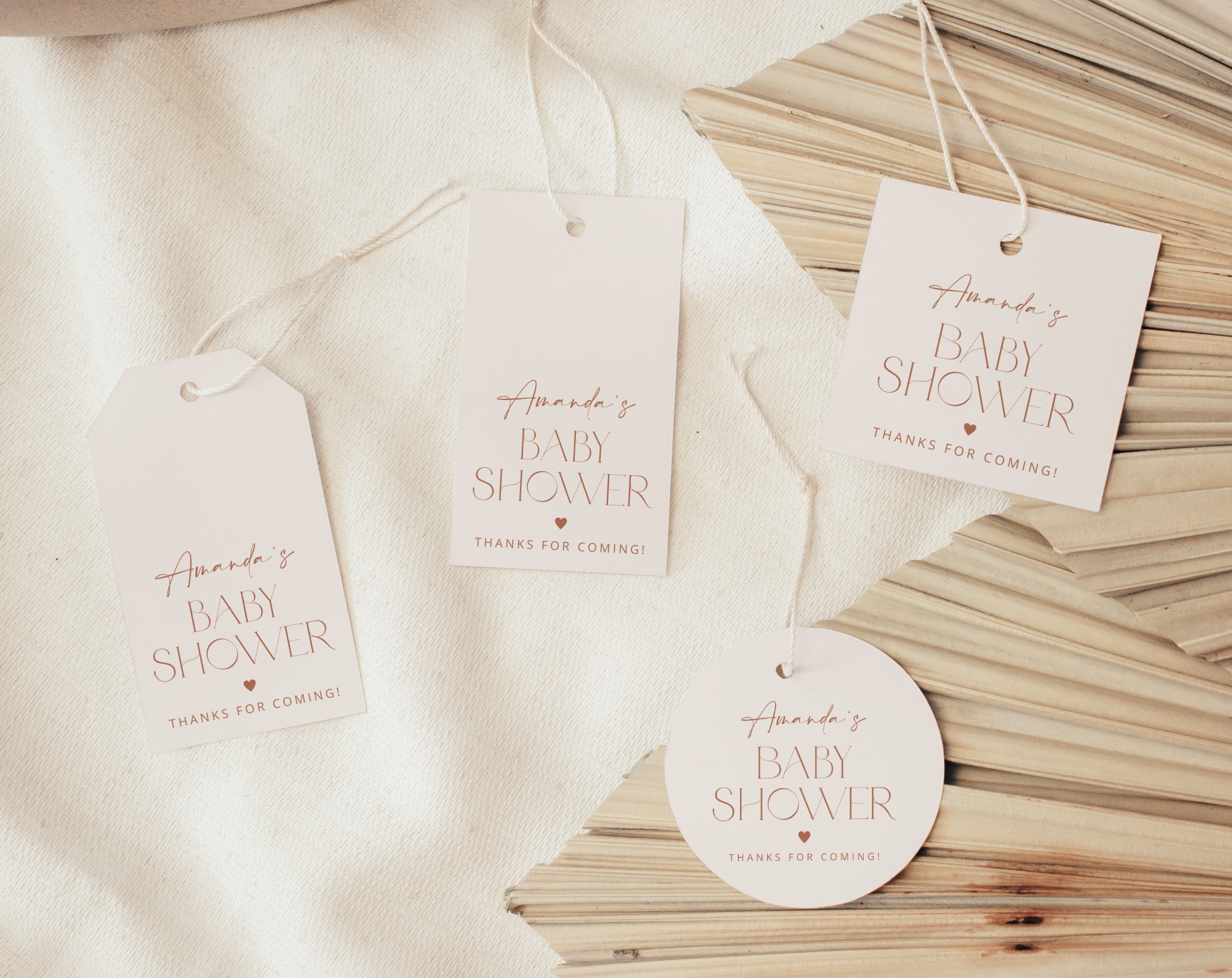 Minimal Boho Favor Tags, Gift Tags, Party Tags, Girl Baby Shower, Printable File, Edit Yourself, SH185