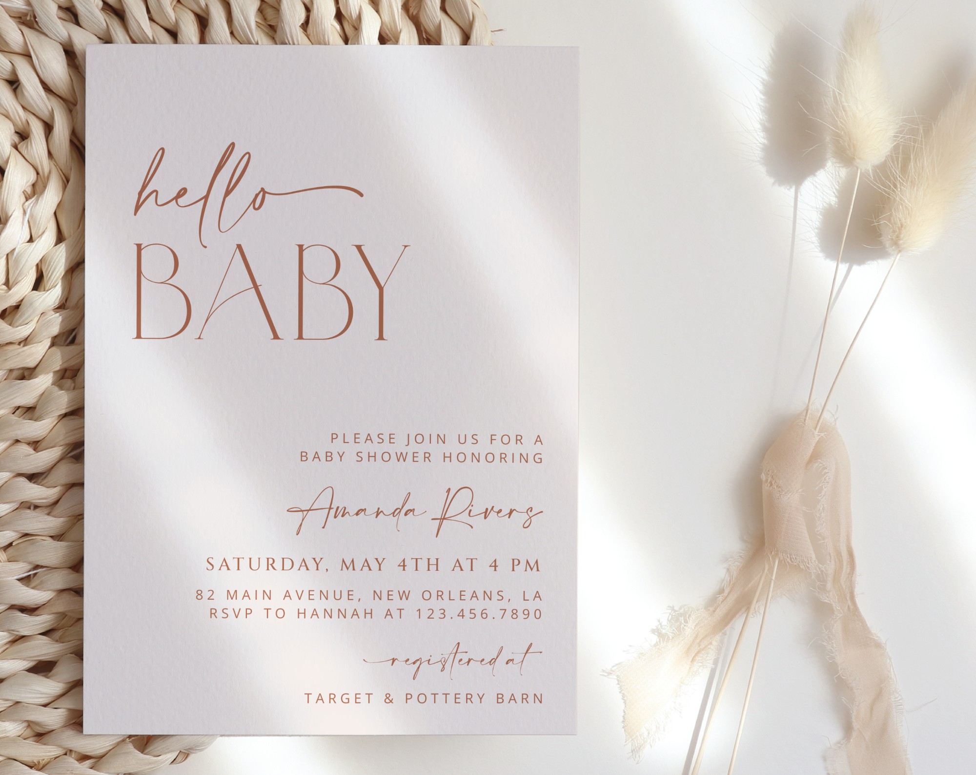 Minimal Boho Baby Shower Invitation, Girl Baby Shower, Printable File, Edit Yourself, SH185 Minimal Boho Baby Shower Invitation, Girl Baby Shower, Printable File, Edit Yourself, SH185