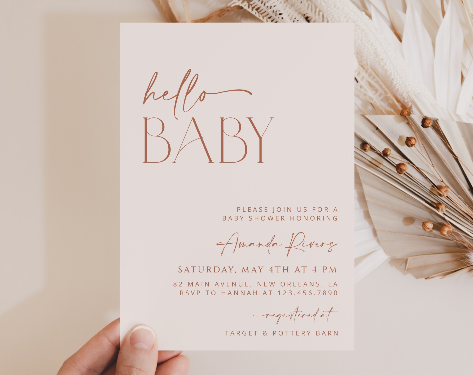 Minimal Boho Baby Shower Invitation, Girl Baby Shower, Printable File, Edit Yourself, SH185 Minimal Boho Baby Shower Invitation, Girl Baby Shower, Printable File, Edit Yourself, SH185