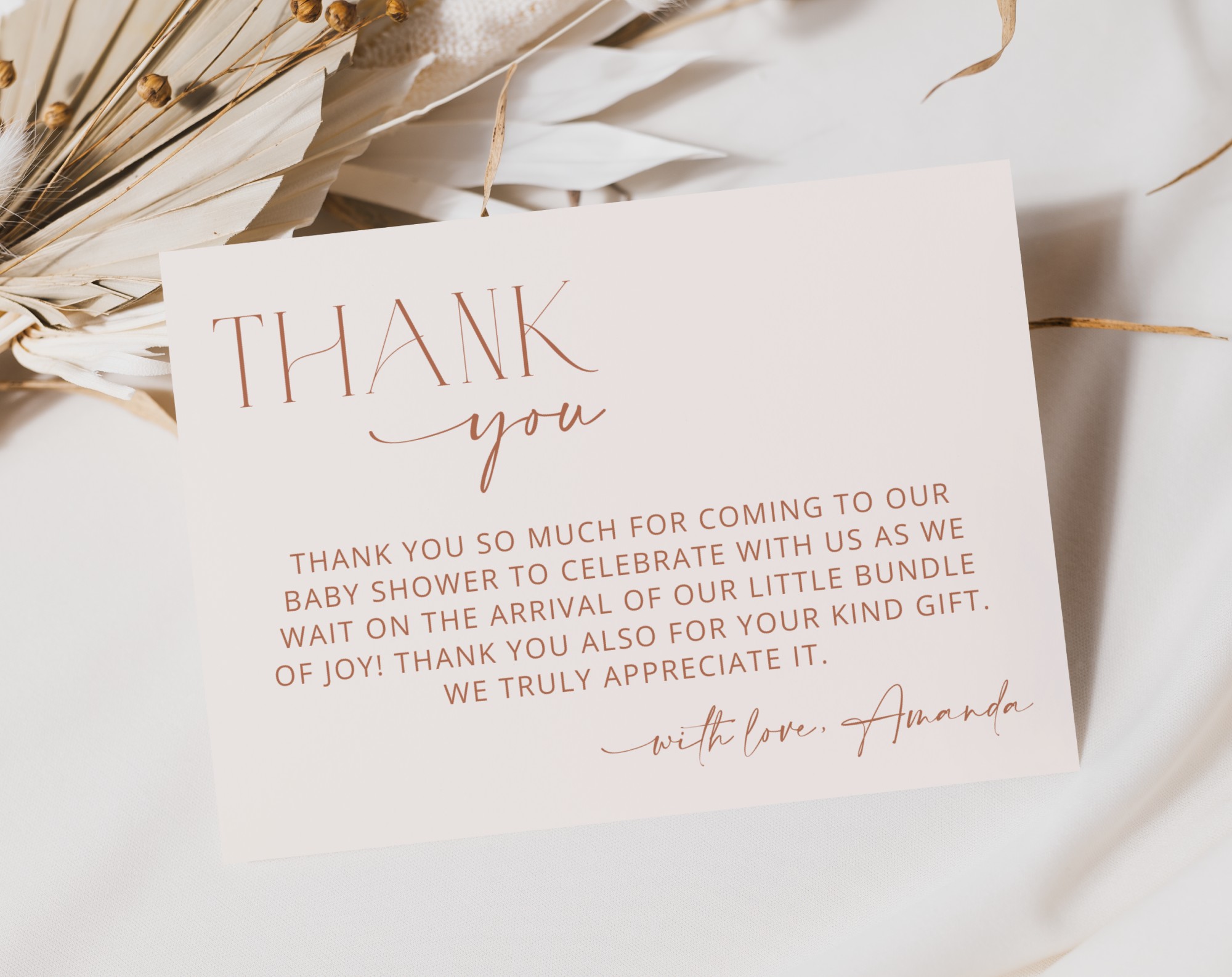 Minimal Boho Thank You Card, Girl Baby Shower, Printable File, Edit Yourself, SH185 Minimal Boho Thank You Card, Girl Baby Shower, Printable File, Edit Yourself, SH185