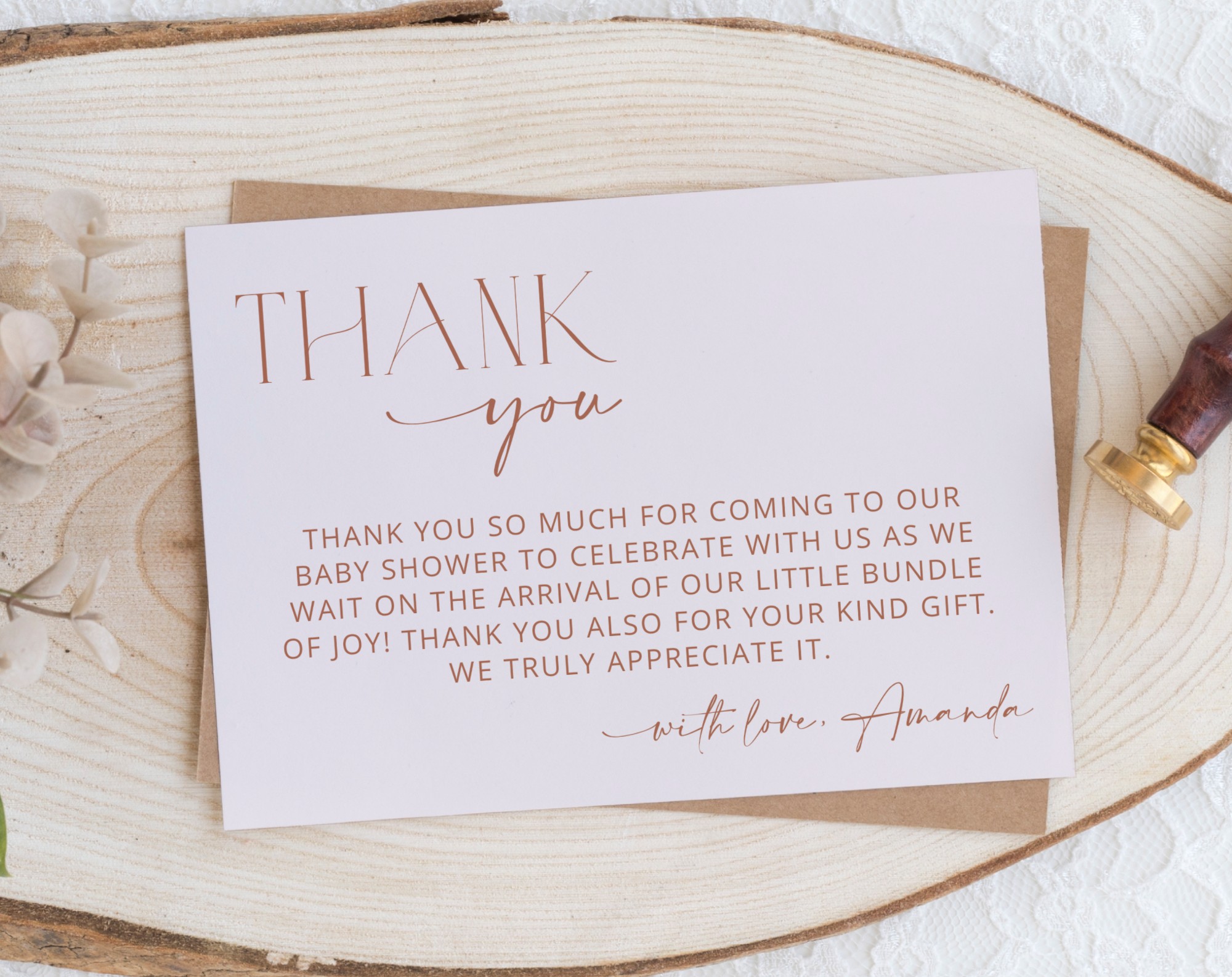 Minimal Boho Thank You Card, Girl Baby Shower, Printable File, Edit Yourself, SH185 Minimal Boho Thank You Card, Girl Baby Shower, Printable File, Edit Yourself, SH185