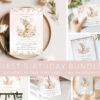 Baby Bunny and Pink Flowers First Birthday Mini Bundle, Girl Birthday, Printable File, Edit Yourself, SH186 Baby Bunny and Pink Flowers First Birthday Mini Bundle, Girl Birthday, Printable File, Edit Yourself, SH186