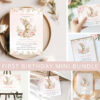 Baby Bunny and Pink Flowers First Birthday Mini Bundle, Girl Birthday, Printable File, Edit Yourself, SH186 Baby Bunny and Pink Flowers First Birthday Mini Bundle, Girl Birthday, Printable File, Edit Yourself, SH186