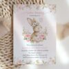 Baby Bunny and Pink Flowers First Birthday Invitation, Birthday Stationery, Girl Birthday, Printable File, Edit Yourself, SH186