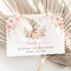 Baby Bunny and Pink Flowers Thank You Card, First Birthday, Girl Birthday, Printable File, Edit Yourself, SH186 Baby Bunny and Pink Flowers Thank You Card, First Birthday, Girl Birthday, Printable File, Edit Yourself, SH186