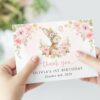 Baby Bunny and Pink Flowers Thank You Card, First Birthday, Girl Birthday, Printable File, Edit Yourself, SH186 Baby Bunny and Pink Flowers Thank You Card, First Birthday, Girl Birthday, Printable File, Edit Yourself, SH186