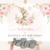 Baby Bunny and Pink Flowers Welcome Sign, First Birthday, Girl Birthday, Printable File, Edit Yourself, SH186 Baby Bunny and Pink Flowers Welcome Sign, First Birthday, Girl Birthday, Printable File, Edit Yourself, SH186