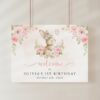 Baby Bunny and Pink Flowers Welcome Sign, First Birthday, Girl Birthday, Printable File, Edit Yourself, SH186 Baby Bunny and Pink Flowers Welcome Sign, First Birthday, Girl Birthday, Printable File, Edit Yourself, SH186