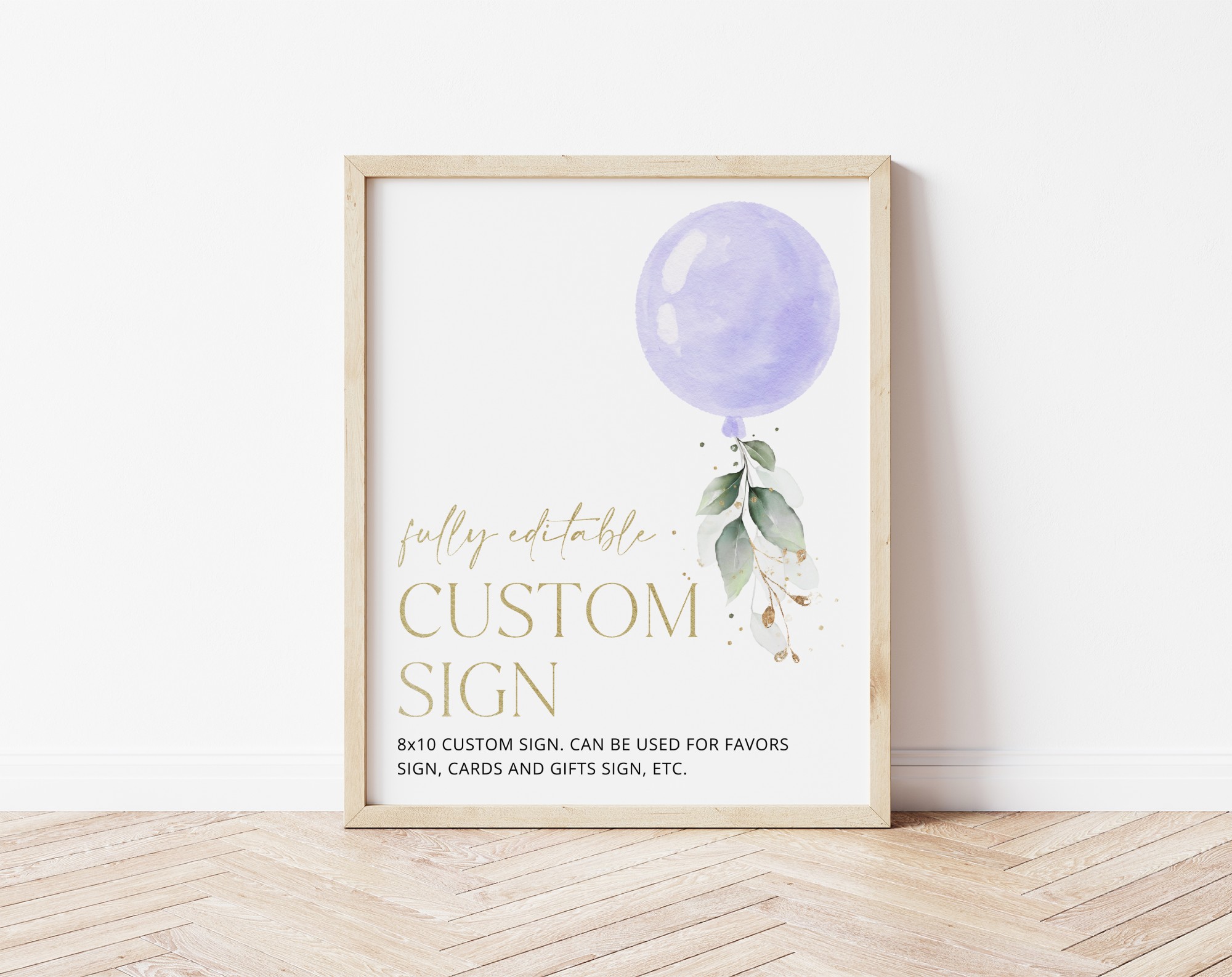 Purple Balloon Custom Sign, Baby Shower Sign, Girl Baby Shower, Printable File, Edit Yourself, SH187