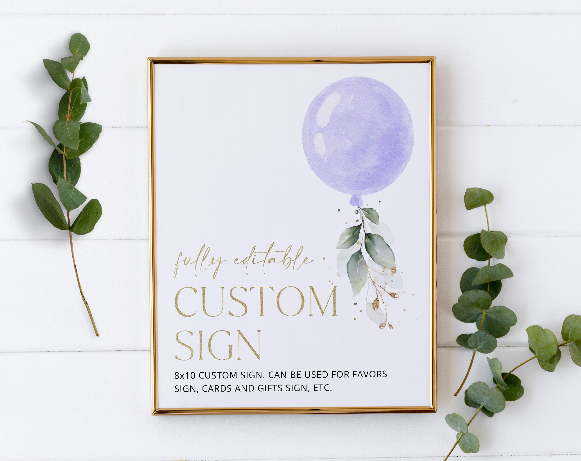 Purple Balloon Custom Sign, Baby Shower Sign, Girl Baby Shower, Printable File, Edit Yourself, SH187