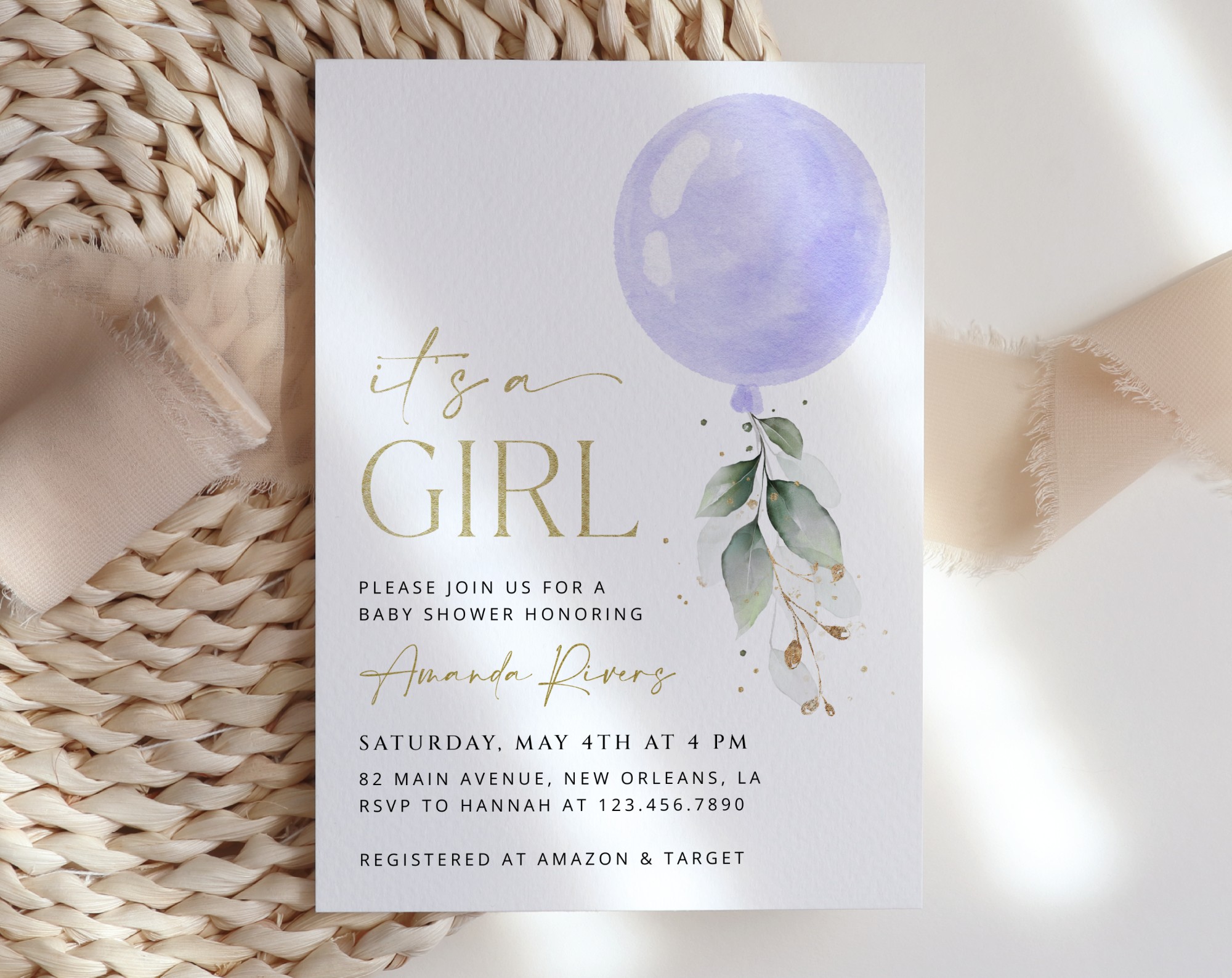 Purple Balloon Baby Shower Invitation, Girl Baby Shower, Printable File, Edit Yourself, SH187 Purple Balloon Baby Shower Invitation, Girl Baby Shower, Printable File, Edit Yourself, SH187