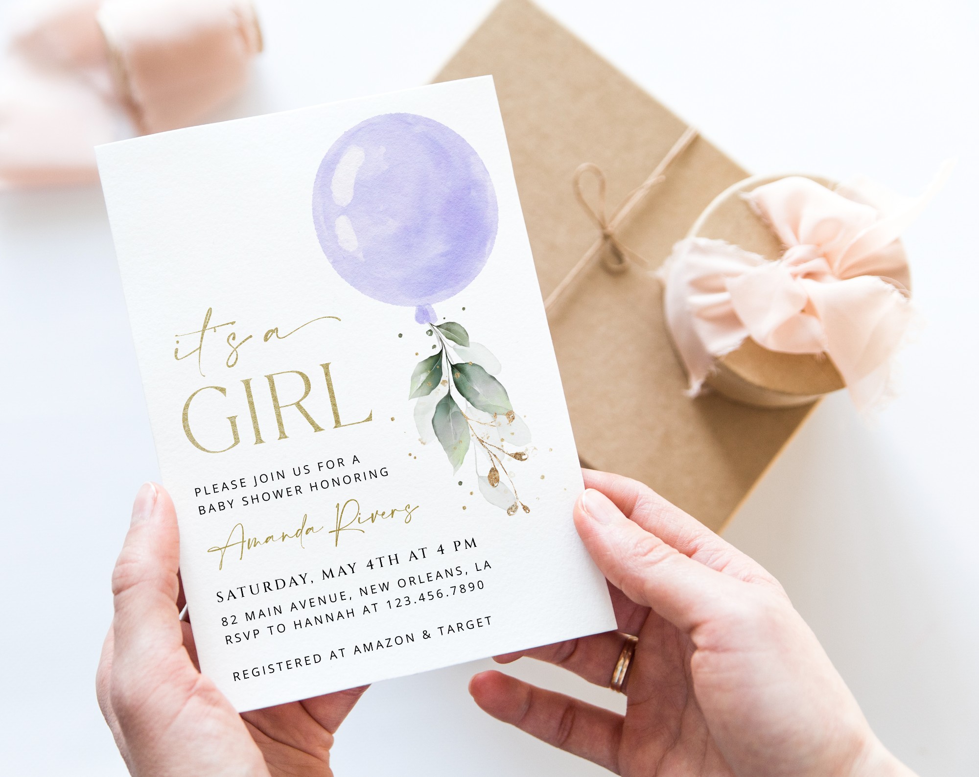 Purple Balloon Baby Shower Invitation, Girl Baby Shower, Printable File, Edit Yourself, SH187 Purple Balloon Baby Shower Invitation, Girl Baby Shower, Printable File, Edit Yourself, SH187