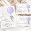 Purple Balloon Baby Shower Invitation Suite, Girl Baby Shower, Printable File, Edit Yourself, SH187