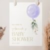 Purple Balloon Welcome Sign, Baby Shower Sign, Girl Baby Shower, Printable File, Edit Yourself, SH187