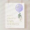 Purple Balloon Welcome Sign, Baby Shower Sign, Girl Baby Shower, Printable File, Edit Yourself, SH187