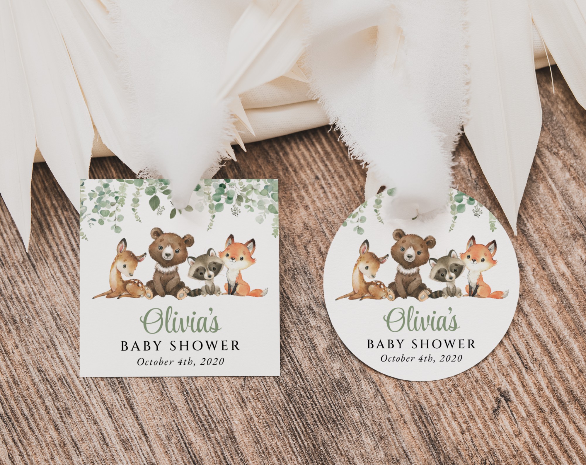 Forest Animals Favor Tags, Gift Tags, Gender Neutral Baby Shower, Printable File, Edit Yourself, SH188 Forest Animals Favor Tags, Gift Tags, Gender Neutral Baby Shower, Printable File, Edit Yourself, SH188