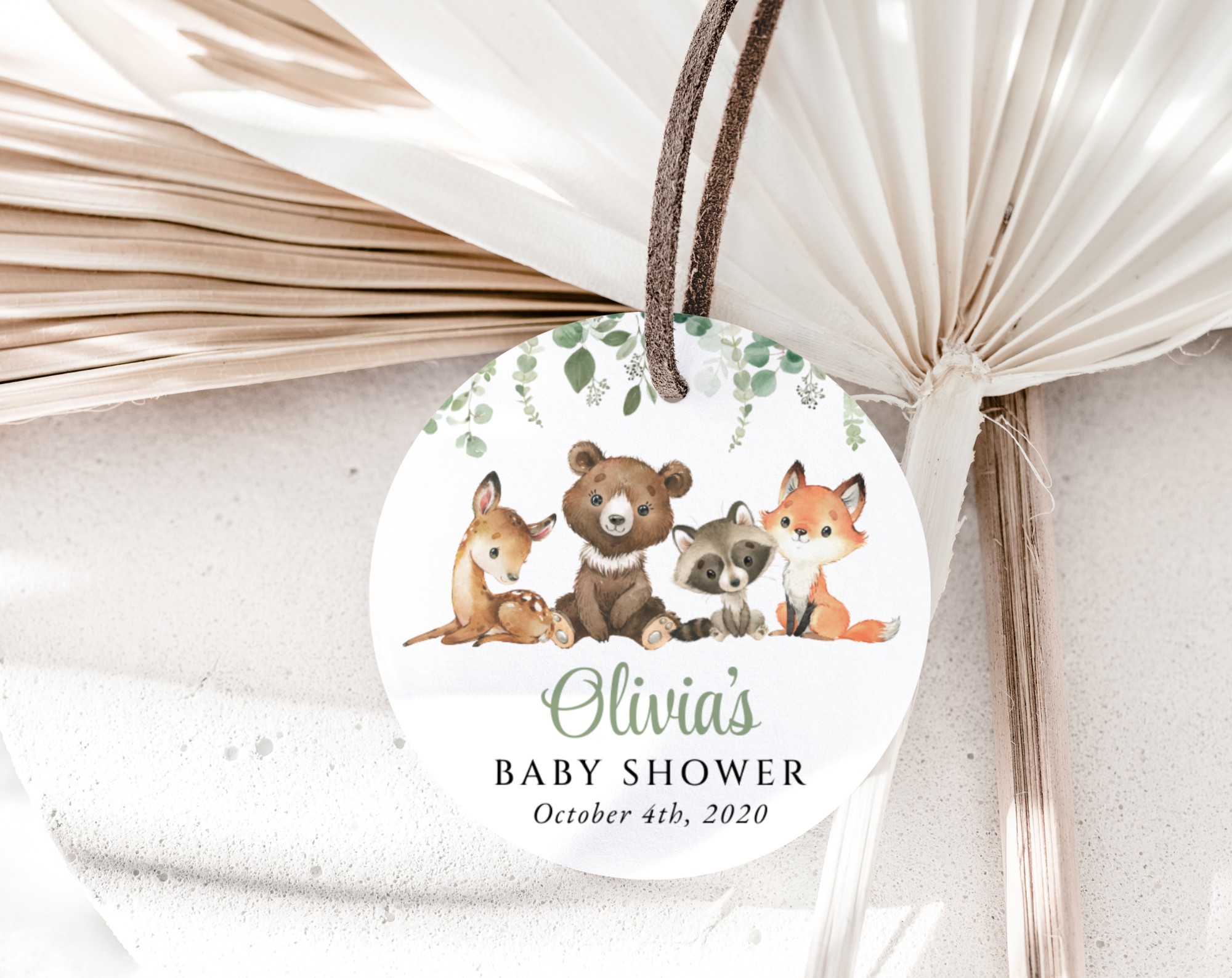 Forest Animals Favor Tags, Gift Tags, Gender Neutral Baby Shower, Printable File, Edit Yourself, SH188