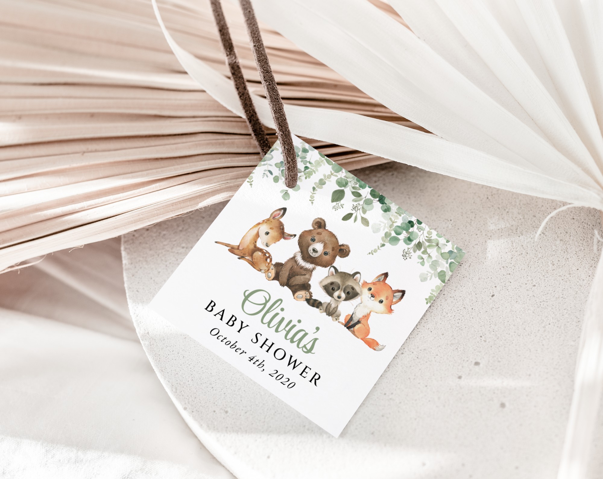 Forest Animals Favor Tags, Gift Tags, Gender Neutral Baby Shower, Printable File, Edit Yourself, SH188