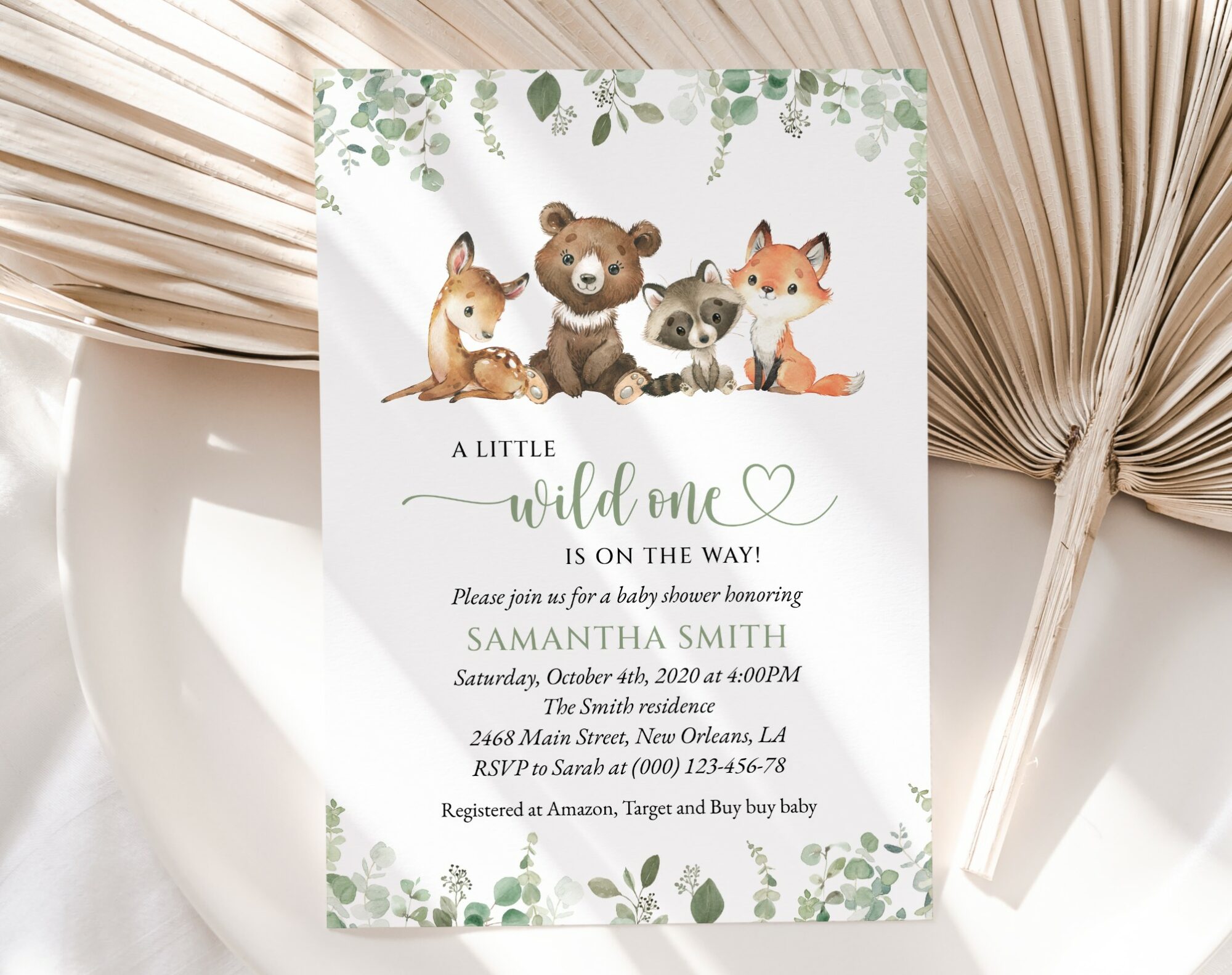 Forest Animals Baby Shower Invitation, Gender Neutral Baby Shower, Printable File, Edit Yourself, SH188 Forest Animals Baby Shower Invitation, Gender Neutral Baby Shower, Printable File, Edit Yourself, SH188