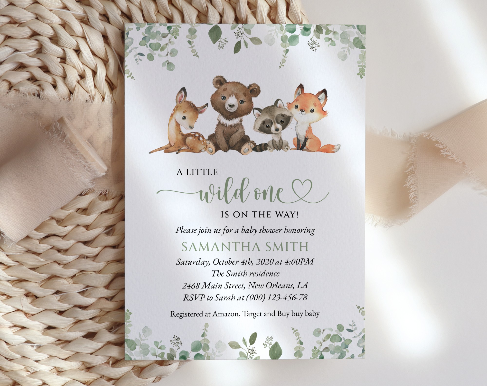 Forest Animals Baby Shower Invitation, Gender Neutral Baby Shower, Printable File, Edit Yourself, SH188 Forest Animals Baby Shower Invitation, Gender Neutral Baby Shower, Printable File, Edit Yourself, SH188