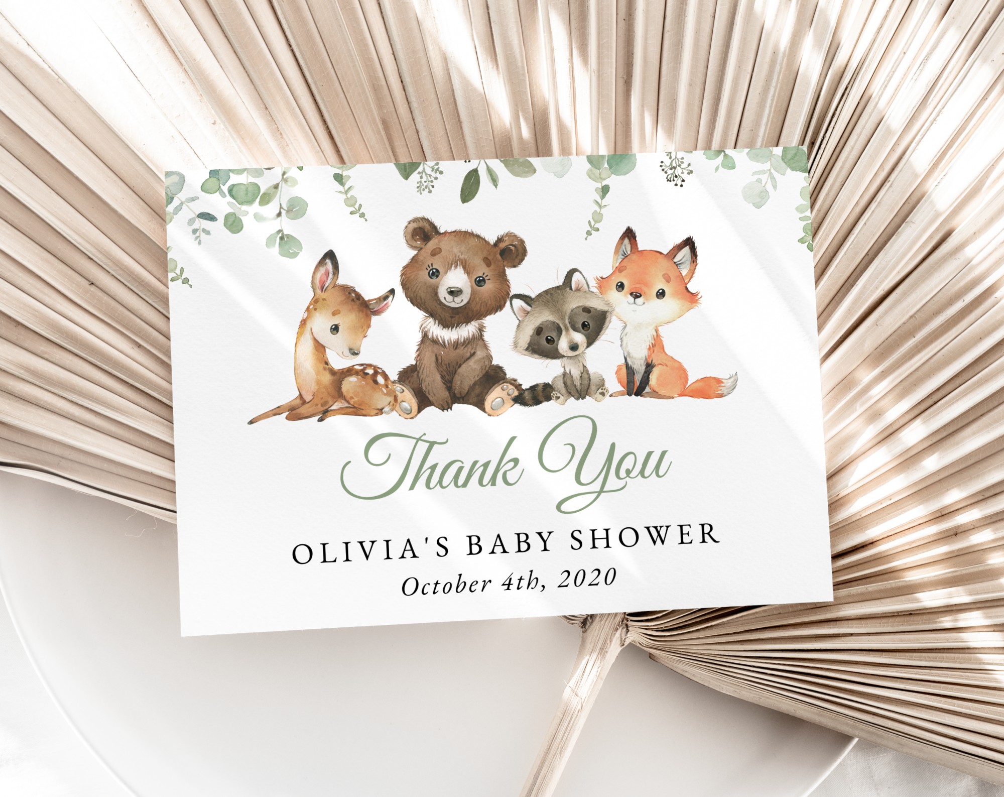 Forest Animals Thank You Card, Gender Neutral Baby Shower, Printable File, Edit Yourself, SH188 Forest Animals Baby Shower Mini Bundle, Gender Neutral Baby Shower, Printable File, Edit Yourself, SH188