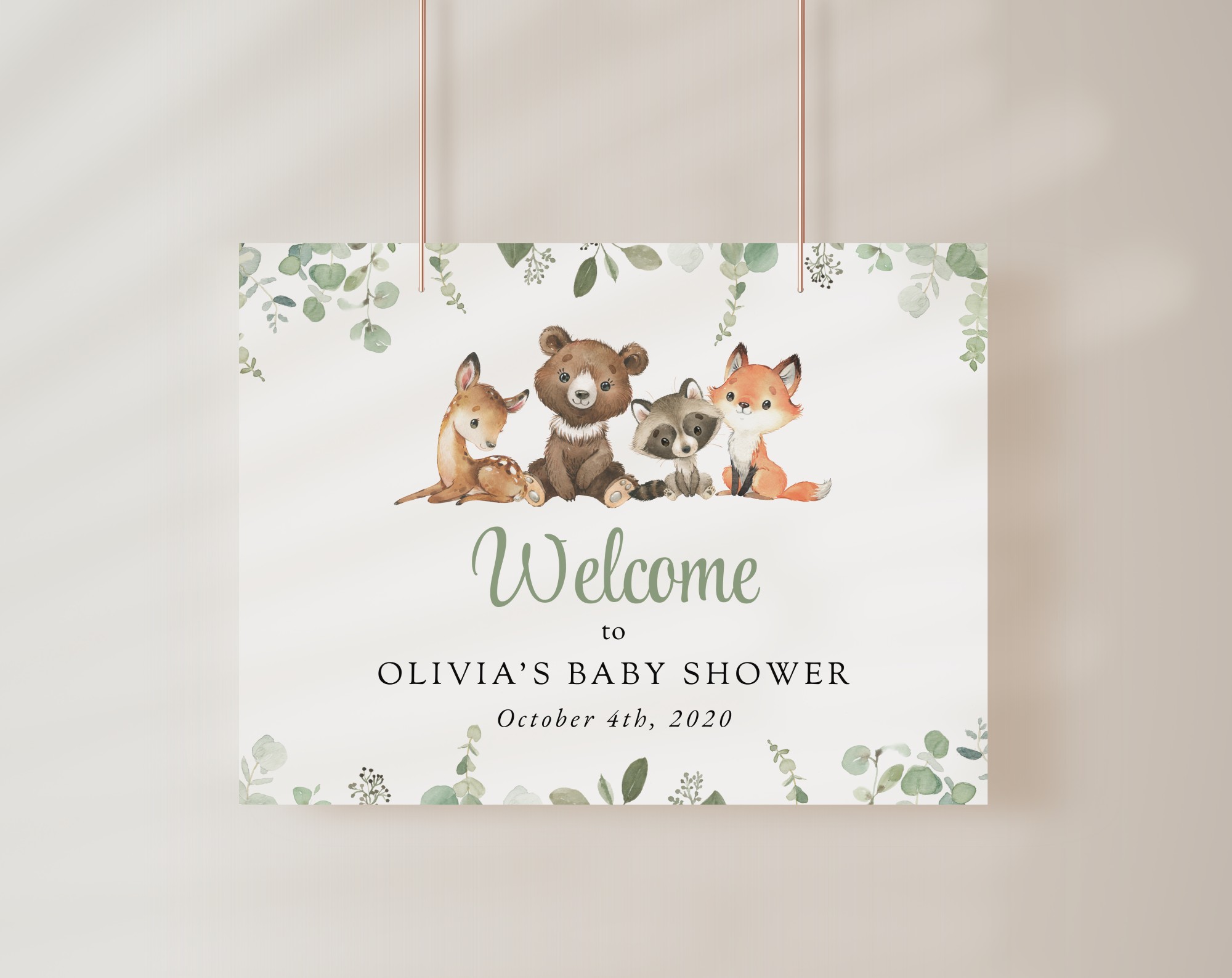 Forest Animals Welcome Sign, Baby Shower Sign, Gender Neutral Baby Shower, Printable File, Edit Yourself, SH188 Forest Animals Welcome Sign, Baby Shower Sign, Gender Neutral Baby Shower, Printable File, Edit Yourself, SH188