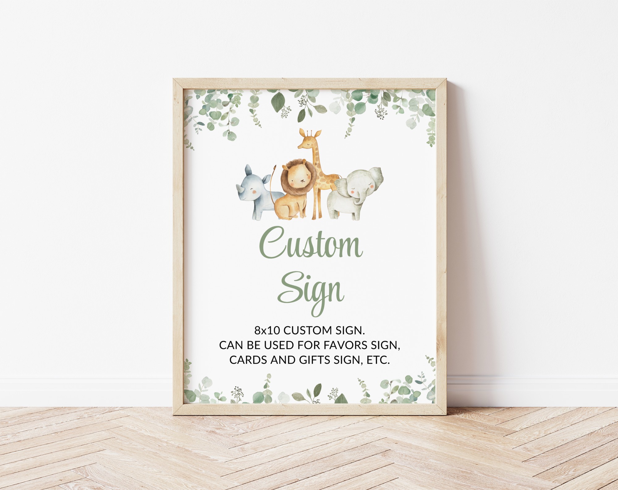 Safari Animals Custom Sign, Baby Shower Sign, Gender Neutral Baby Shower, Printable File, Edit Yourself, SH189