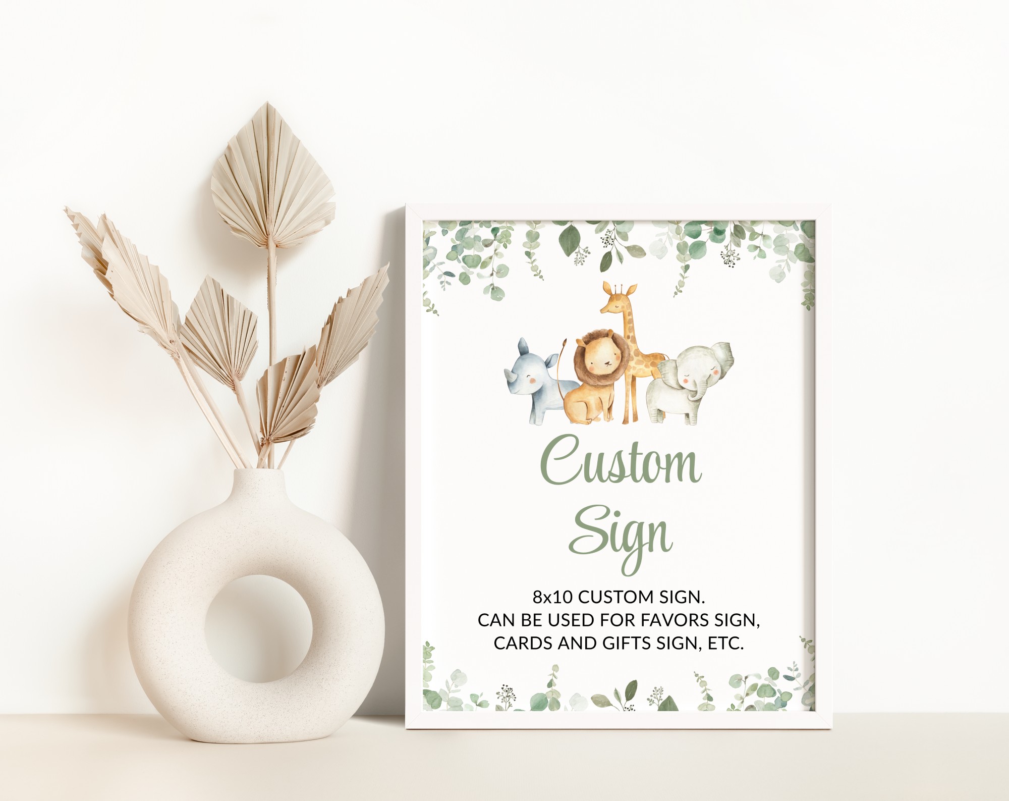Safari Animals Custom Sign, Baby Shower Sign, Gender Neutral Baby Shower, Printable File, Edit Yourself, SH189