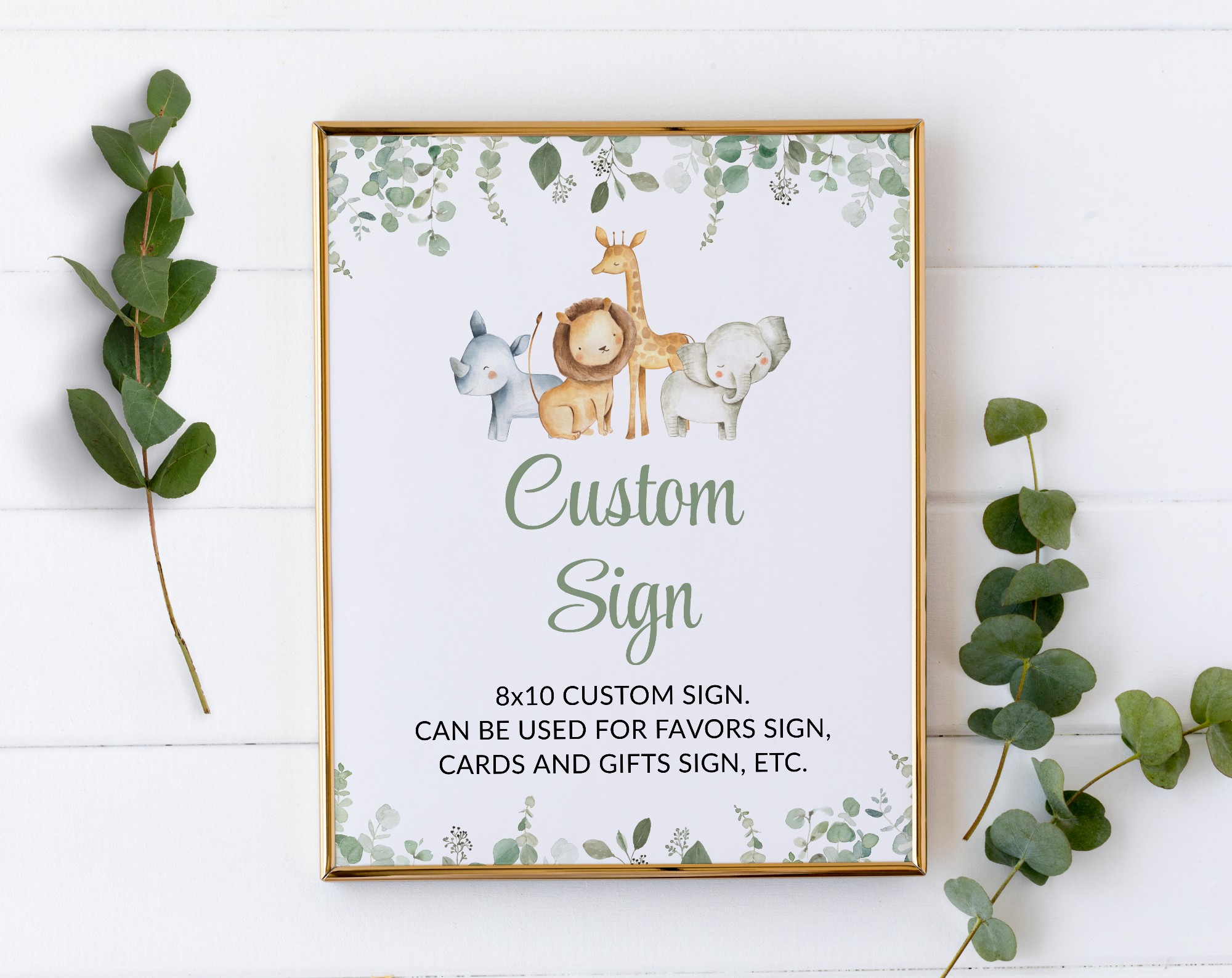 Safari Animals Custom Sign, Baby Shower Sign, Gender Neutral Baby Shower, Printable File, Edit Yourself, SH189
