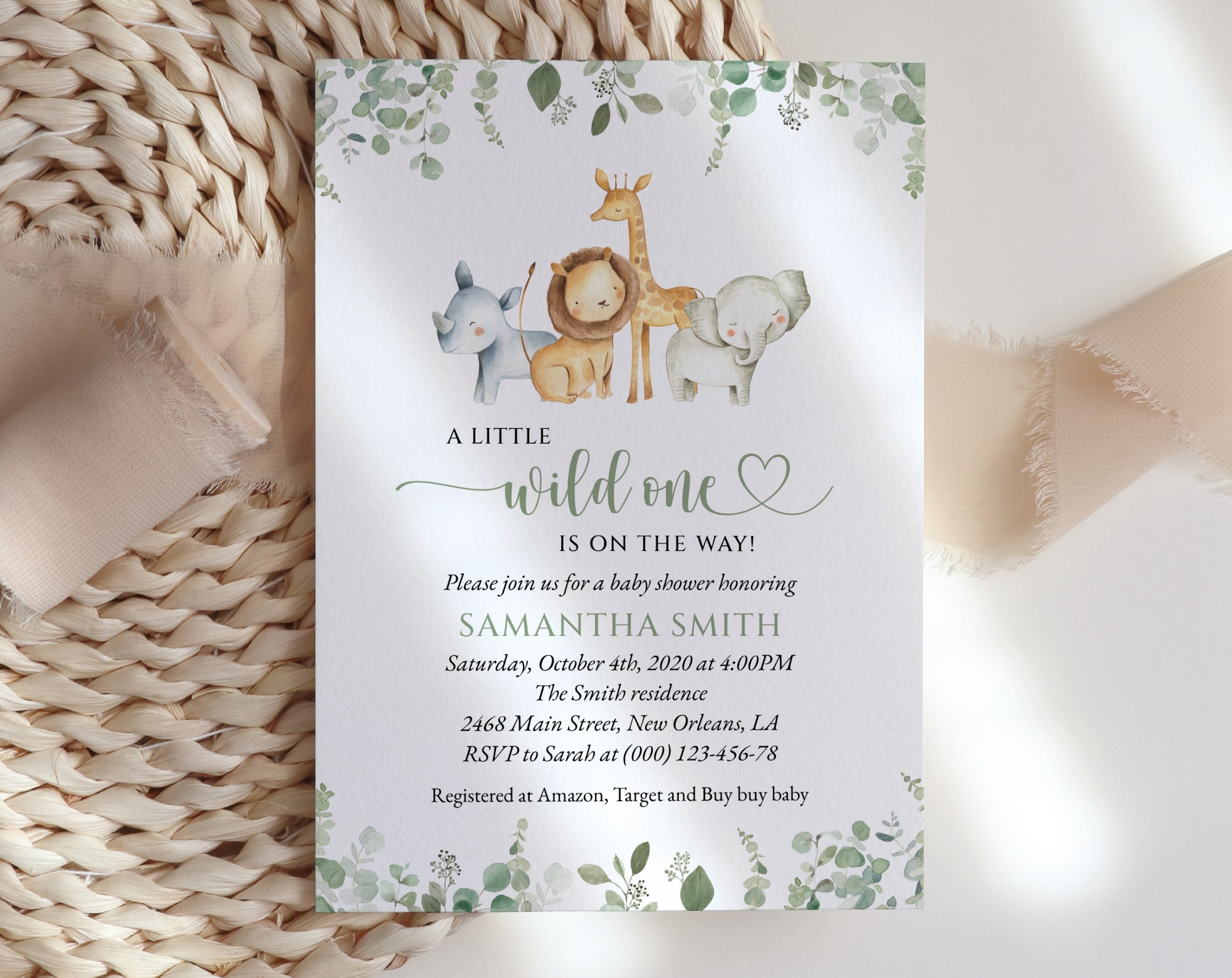 Safari Animals Baby Shower Invitation, Gender Neutral Baby Shower, Printable File, Edit Yourself, SH189 Safari Animals Baby Shower Invitation, Gender Neutral Baby Shower, Printable File, Edit Yourself, SH189