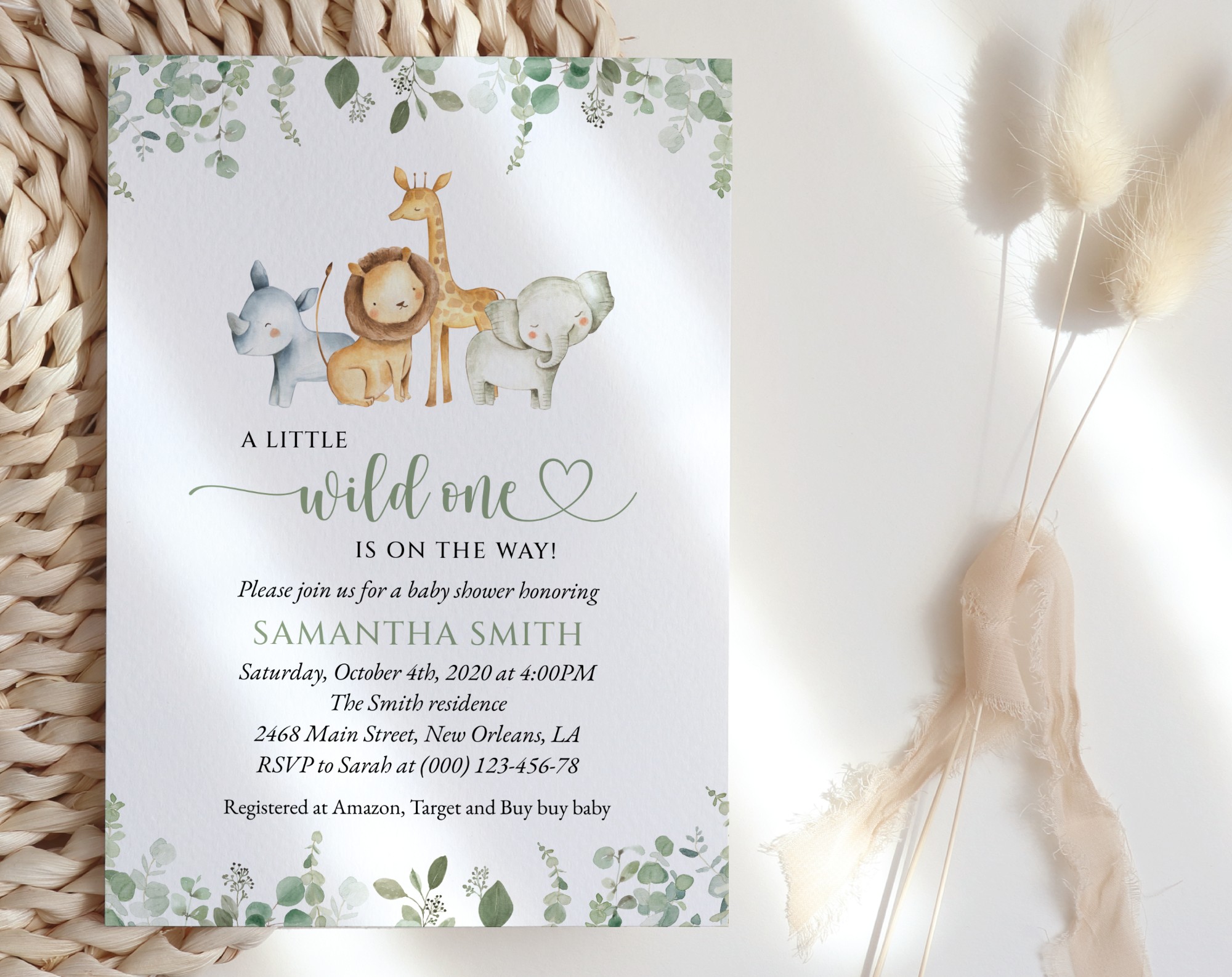 Safari Animals Baby Shower Invitation, Gender Neutral Baby Shower, Printable File, Edit Yourself, SH189 Safari Animals Baby Shower Invitation, Gender Neutral Baby Shower, Printable File, Edit Yourself, SH189