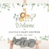 Safari Animals Welcome Sign, Baby Shower Sign, Gender Neutral Baby Shower, Printable File, Edit Yourself, SH189