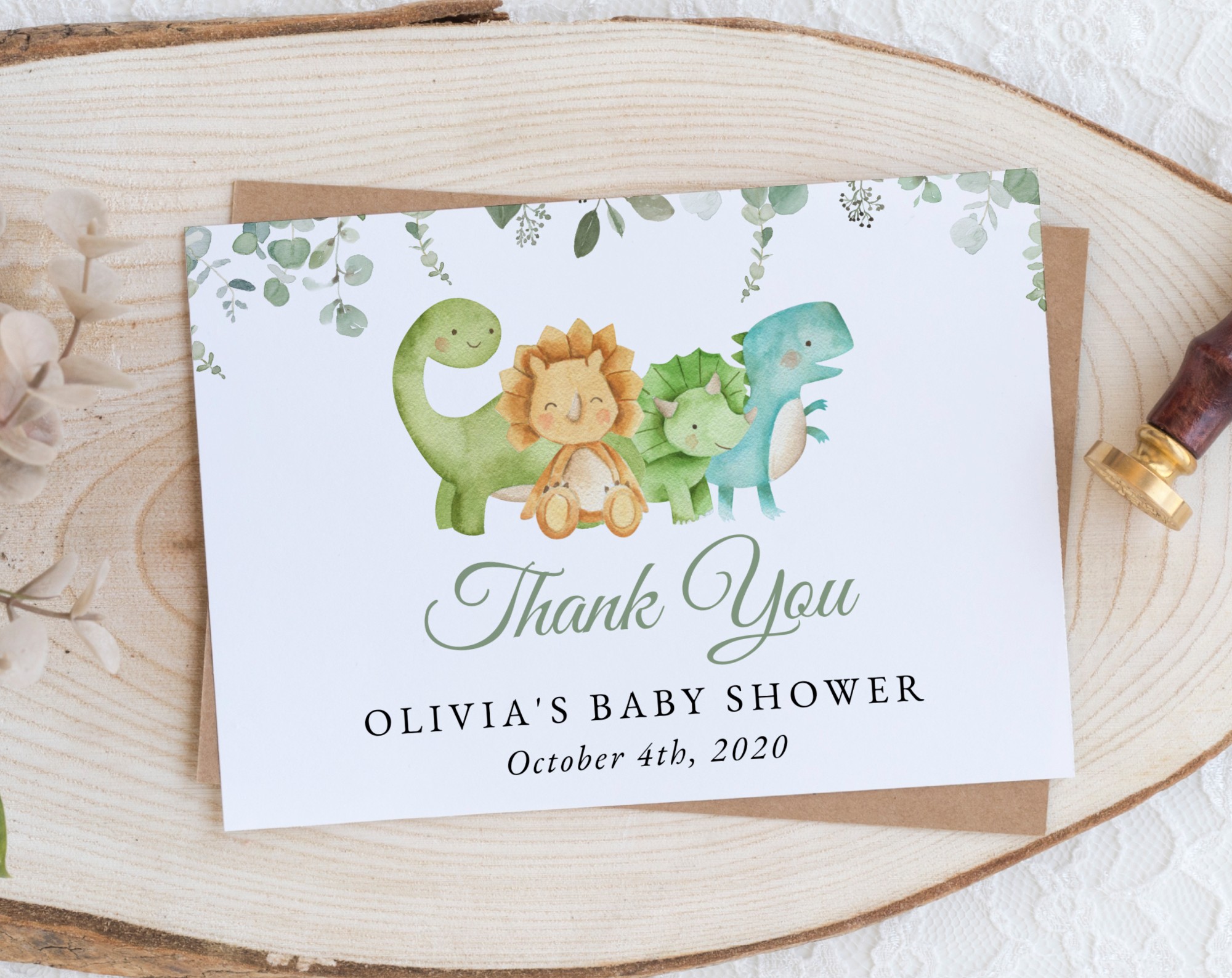 Cute Dinosaurs Thank You Card, Gender Neutral Baby Shower, Printable File, Edit Yourself, SH190 Cute Dinosaurs Thank You Card, Gender Neutral Baby Shower, Printable File, Edit Yourself, SH190