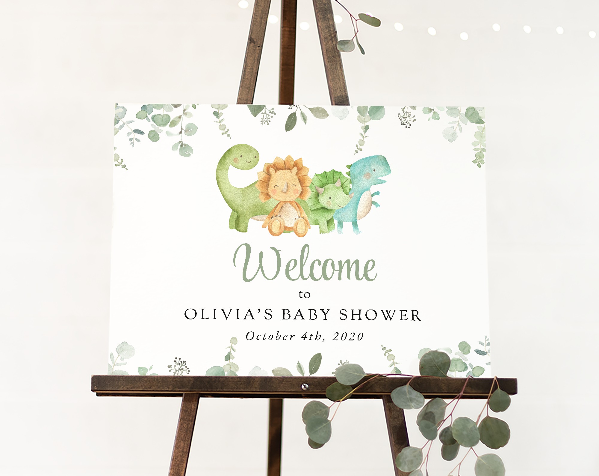 Cute Dinosaurs Baby Shower Mini Bundle, Gender Neutral Baby Shower, Printable File, Edit Yourself, SH190