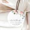Blush Flowers Favor Tags, Gift Tags, Party Tags, Girl Baby Shower, Printable File, Edit Yourself, SH191 Blush Flowers Favor Tags, Gift Tags, Party Tags, Girl Baby Shower, Printable File, Edit Yourself, SH191