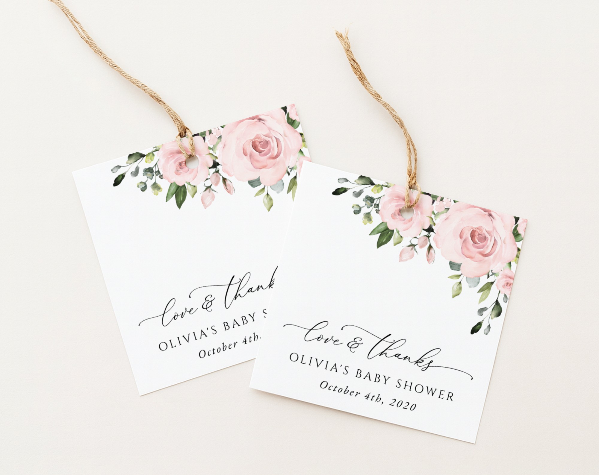 Blush Flowers Favor Tags, Gift Tags, Party Tags, Girl Baby Shower, Printable File, Edit Yourself, SH191 Blush Flowers Favor Tags, Gift Tags, Party Tags, Girl Baby Shower, Printable File, Edit Yourself, SH191